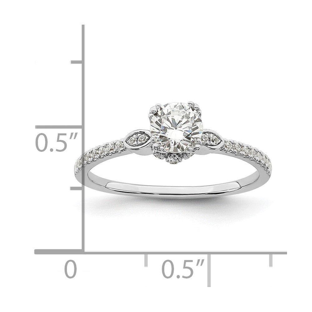 14k White Gold (Holds 1/2 carat (5.2mm) Round Center) 1/6 carat Diamond Semi-Mount Engagement Ring