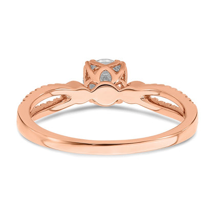 14K Rose Gold 2-Row (Holds 1/2 carat (5.2mm) Round Center) 1/8 carat Diamond Semi-Mount Engagment Ring