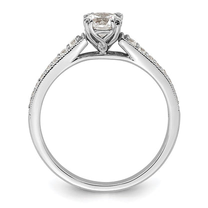 14k White Gold (Holds 1/2 carat (5.2mm) Round Center) 1/6 carat Diamond Semi-Mount Engagement Ring