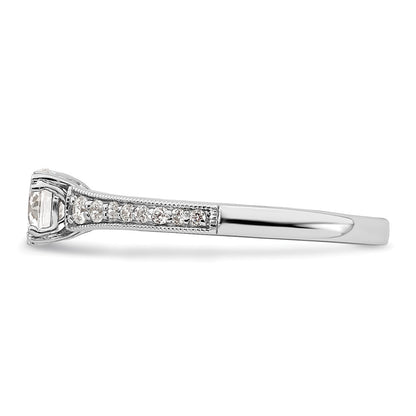 14k White Gold (Holds 1/2 carat (5.2mm) Round Center) 1/6 carat Diamond Semi-Mount Engagement Ring