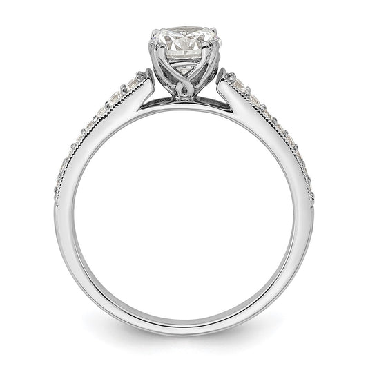 14k White Gold (Holds 3/4 carat (5.8mm) Round Center) 1/6 carat Diamond Semi-Mount Engagement Ring