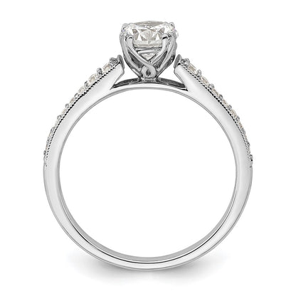 14k White Gold (Holds 3/4 carat (5.8mm) Round Center) 1/6 carat Diamond Semi-Mount Engagement Ring