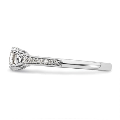 14k White Gold (Holds 3/4 carat (5.8mm) Round Center) 1/6 carat Diamond Semi-Mount Engagement Ring