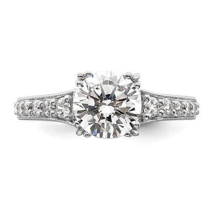 14k White Gold (Holds 1.5 carat (7.5mm) Round Center) 1/3 carat Diamond Semi-Mount Engagement Ring