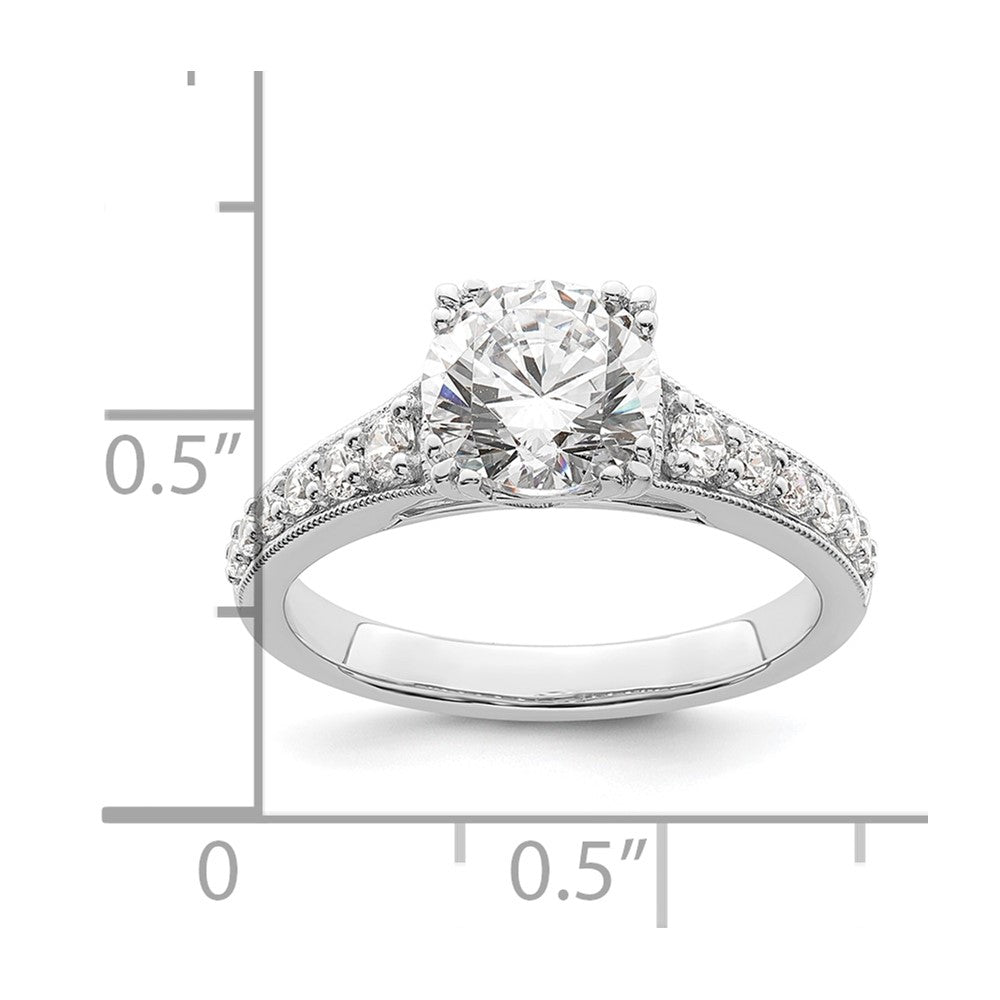 14k White Gold (Holds 1.5 carat (7.5mm) Round Center) 1/3 carat Diamond Semi-Mount Engagement Ring