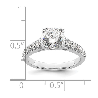 14k White Gold (Holds 1.5 carat (7.5mm) Round Center) 1/3 carat Diamond Semi-Mount Engagement Ring