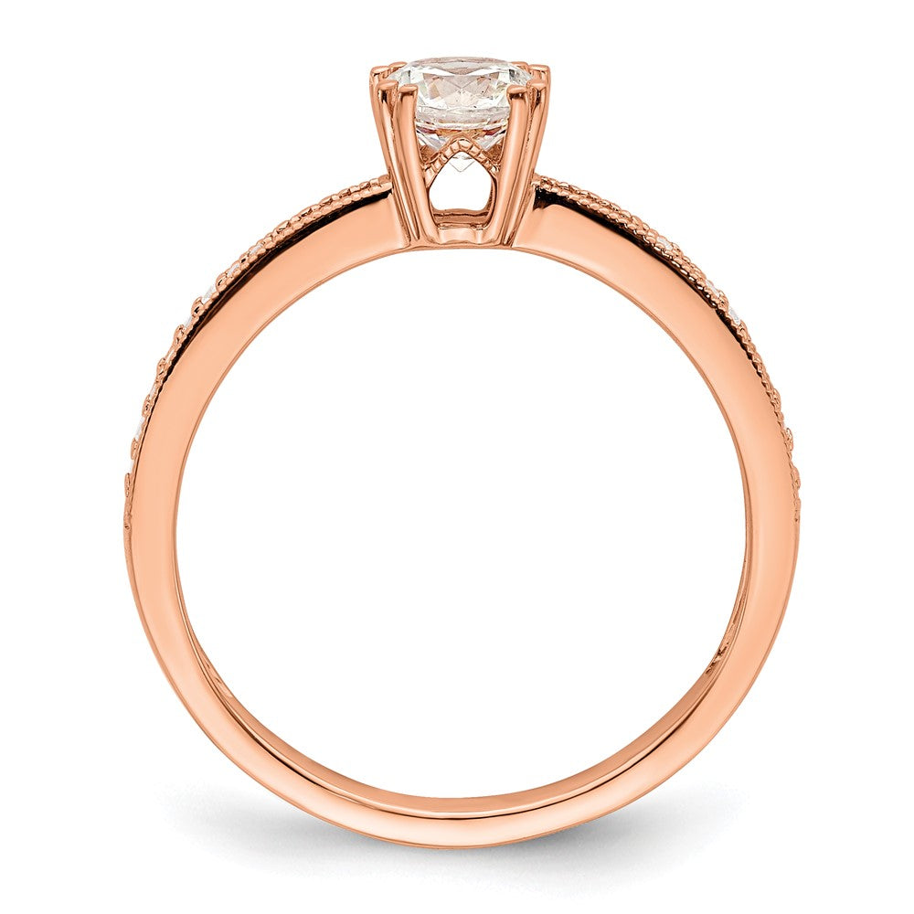14k Rose Gold (Holds 1/2 carat (5.2mm) Round Center) 1/15 carat Diamond Semi-Mount Engagement Ring
