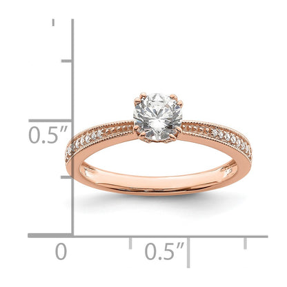 14k Rose Gold (Holds 1/2 carat (5.2mm) Round Center) 1/15 carat Diamond Semi-Mount Engagement Ring