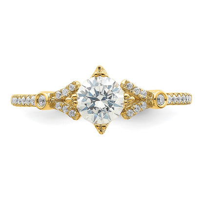 14k (Holds 1/2 carat (5.2mm) Round Center) 1/8 carat Diamond Semi-Mount Engagement Ring