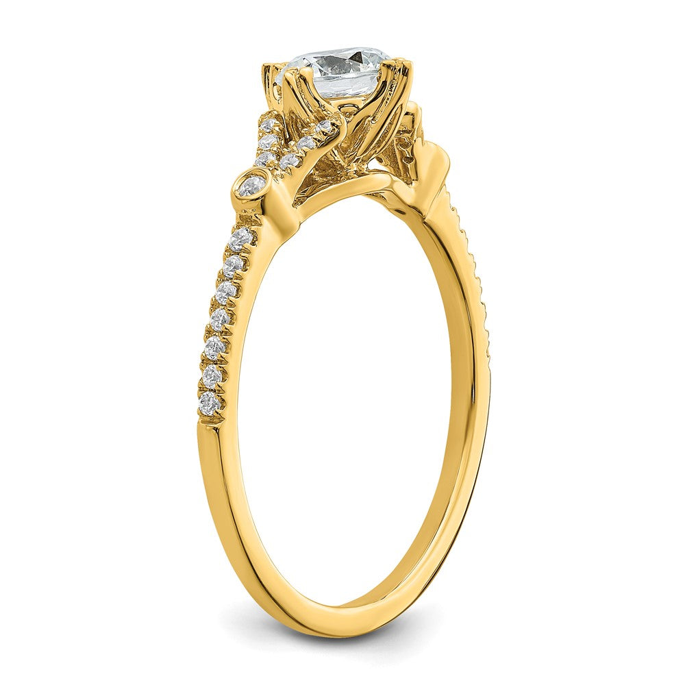 14k (Holds 1/2 carat (5.2mm) Round Center) 1/8 carat Diamond Semi-Mount Engagement Ring
