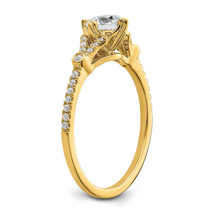 14k (Holds 1/2 carat (5.2mm) Round Center) 1/8 carat Diamond Semi-Mount Engagement Ring