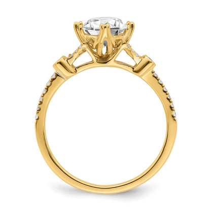 14k (Holds 1 carat (6.5mm) Round Center) 1/8 carat Diamond Semi-Mount Engagement Ring