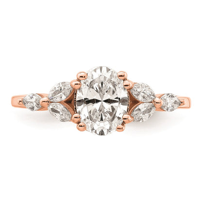 14k Rose Gold (Holds 1 carat (8.00x6.1mm) Oval Center) 1/5 carat Marquise Diamond Semi-Mount Engagement Ring