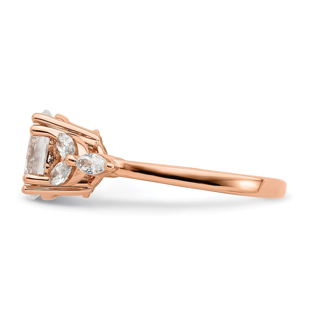 14k Rose Gold (Holds 1.5 carat (9.2x6.9mm) Oval Center) 1/3 carat Marquise Diamond Semi-Mount Engagement Ring