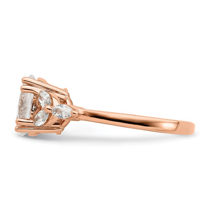 14k Rose Gold (Holds 1.5 carat (9.2x6.9mm) Oval Center) 1/3 carat Marquise Diamond Semi-Mount Engagement Ring