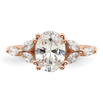 14k Rose Gold (Holds 1.5 carat (9.2x6.9mm) Oval Center) 1/3 carat Marquise Diamond Semi-Mount Engagement Ring