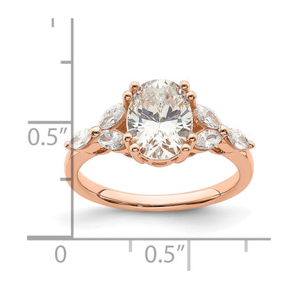 14k Rose Gold (Holds 1.5 carat (9.2x6.9mm) Oval Center) 1/3 carat Marquise Diamond Semi-Mount Engagement Ring