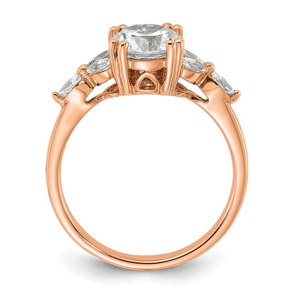 14k Rose Gold (Holds 1.5 carat (7.5mm) Round Center) 1/5 carat Marquise Diamond Semi-Mount Engagement Ring