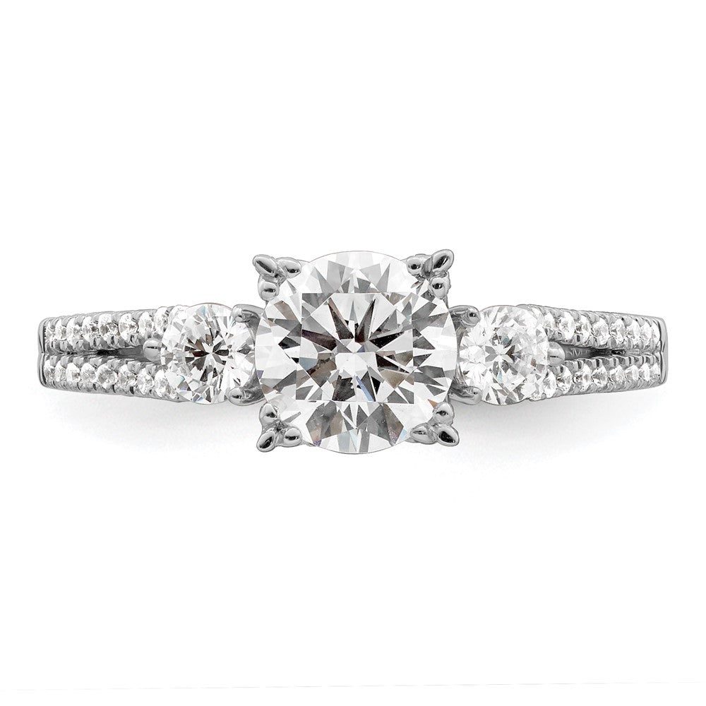 14k White Gold 3/8 carat Lab Grown Diamond VS/SI+ G+ 1 carat Center Round Semi Mount Engagement Ring