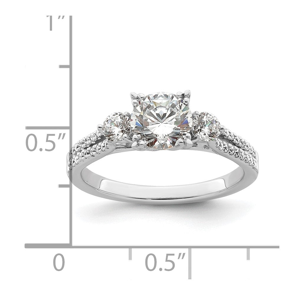 14k White Gold 3/8 carat Lab Grown Diamond VS/SI+ G+ 1 carat Center Round Semi Mount Engagement Ring