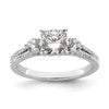 14k White Gold 3/8 carat Lab Grown Diamond VS/SI+ G+ 1 carat Center Round Semi Mount Engagement Ring