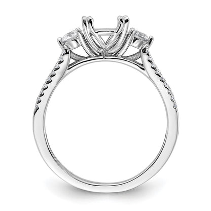14k White Gold 3/8 carat Lab Grown Diamond VS/SI+ G+ 1 carat Center Oval Semi Mount Engagement Ring