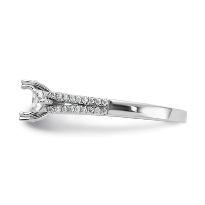 14k White Gold 3/8 carat Lab Grown Diamond VS/SI+ G+ 1 carat Center Oval Semi Mount Engagement Ring