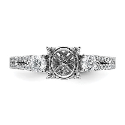 14k White Gold 3/8 carat Lab Grown Diamond VS/SI+ G+ 1 carat Center Oval Semi Mount Engagement Ring