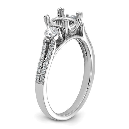 14k White Gold 3/8 carat Lab Grown Diamond VS/SI+ G+ 1 carat Center Oval Semi Mount Engagement Ring