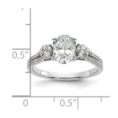 14k White Gold 3/8 carat Lab Grown Diamond VS/SI+ G+ 1 carat Center Oval Semi Mount Engagement Ring