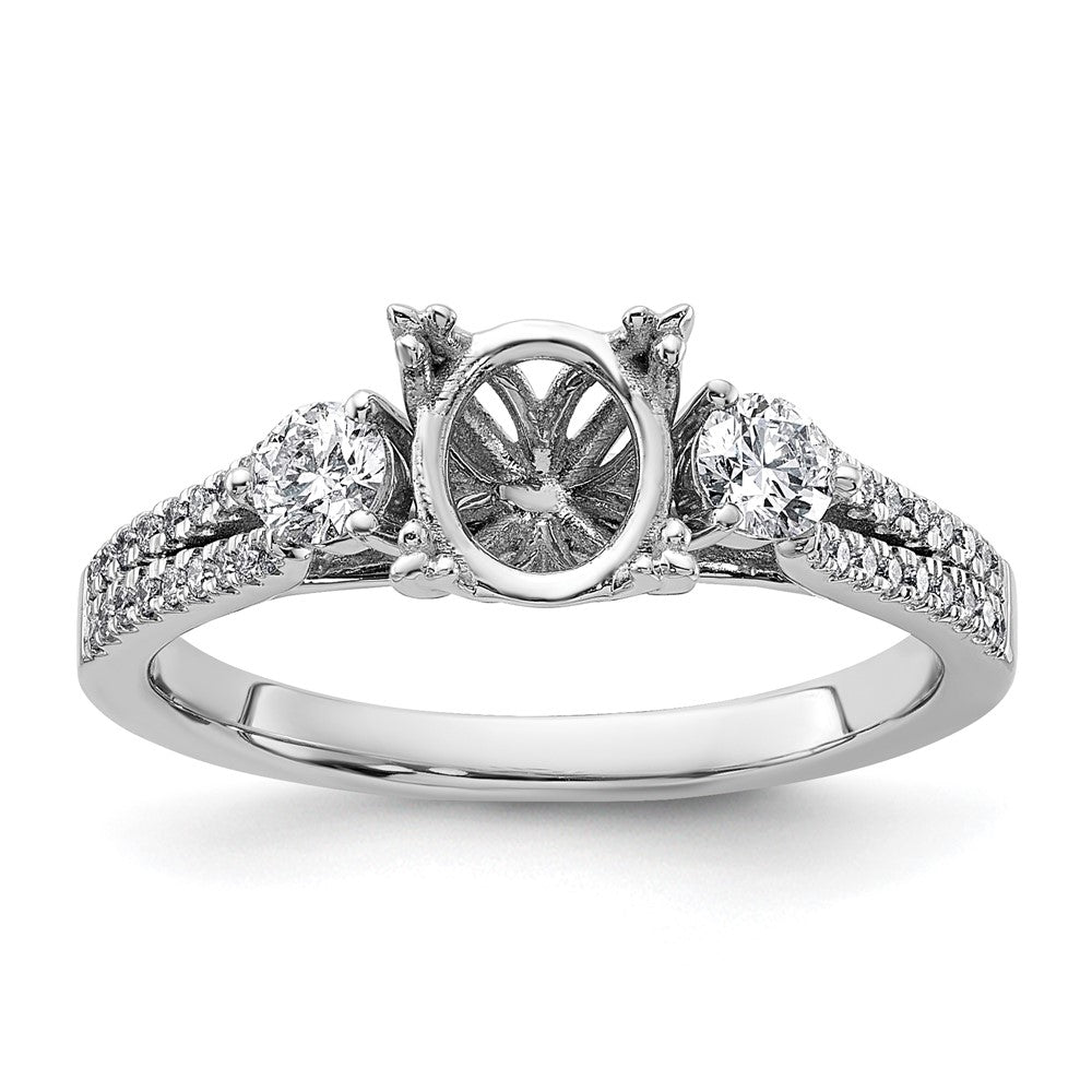 14k White Gold 3/8 carat Lab Grown Diamond VS/SI+ G+ 1 carat Center Oval Semi Mount Engagement Ring