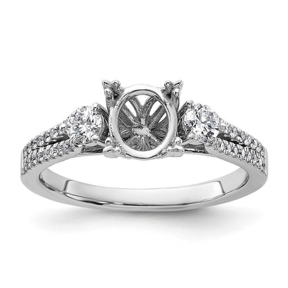 14k White Gold 3/8 carat Lab Grown Diamond VS/SI+ G+ 1 carat Center Oval Semi Mount Engagement Ring