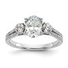 14k White Gold 3/8 carat Lab Grown Diamond VS/SI+ G+ 1 carat Center Oval Semi Mount Engagement Ring