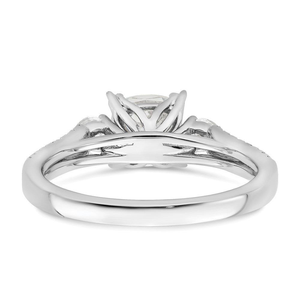 14k White Gold 3/4 carat Lab Grown Diamond VS/SI+ G+ 1 carat Center Cushion Semi Mount Engagement Ring