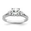 14k White Gold 3/4 carat Lab Grown Diamond VS/SI+ G+ 1 carat Center Cushion Semi Mount Engagement Ring
