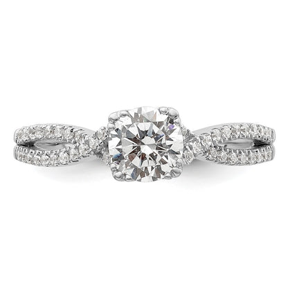 14k White Gold Criss-Cross (Holds 3/4 carat (5.8mm) Round Center) 1/5 carat Diamond Semi-Mount Engagement Ring