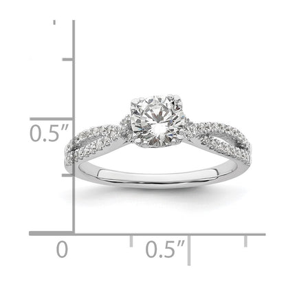 14k White Gold Criss-Cross (Holds 3/4 carat (5.8mm) Round Center) 1/5 carat Diamond Semi-Mount Engagement Ring
