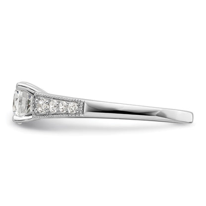 14k White Gold (Holds 1 carat (6.5mm) Round Center) 1/5 carat Diamond Semi-Mount Engagement Ring
