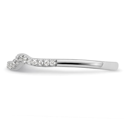 14k White Gold 1/8 carat Diamond Contoured Complete Wedding Band