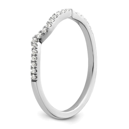 14k White Gold 1/8 carat Diamond Contoured Complete Wedding Band