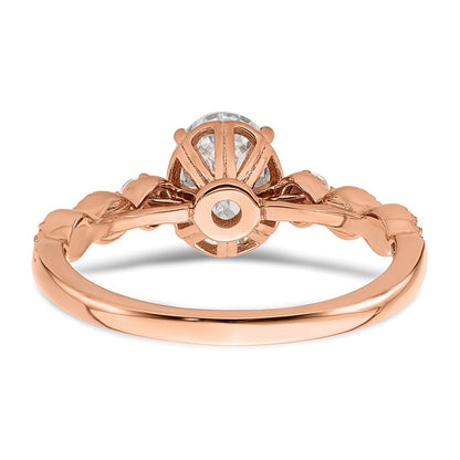 14k Rose Gold 1/8 carat Lab Grown Diamond VS/SI+ G+ 1 carat Center Oval Semi Mount Engagement Ring