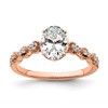 14k Rose Gold (Holds 1 carat (8.00x6.1mm) Oval Center) 1/8 carat Diamond Semi-Mount Engagement Ring