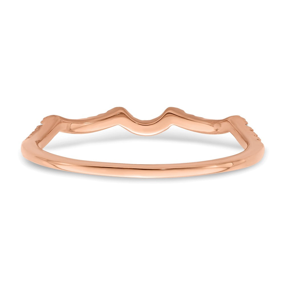 14k Rose Gold 1/15 carat Diamond Contoured Complete Wedding Band