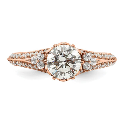 14k Rose Gold (Holds 1 carat (6.5mm) Round Center) 1/3 carat Diamond Semi-Mount Engagement Ring