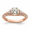 14k Rose Gold (Holds 1 carat (6.5mm) Round Center) 1/3 carat Diamond Semi-Mount Engagement Ring