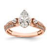 14k Rose Gold (Holds 1 carat (8.00x6.1mm) Pear Center) 1/4 carat Diamond Semi-Mount Engagement Ring