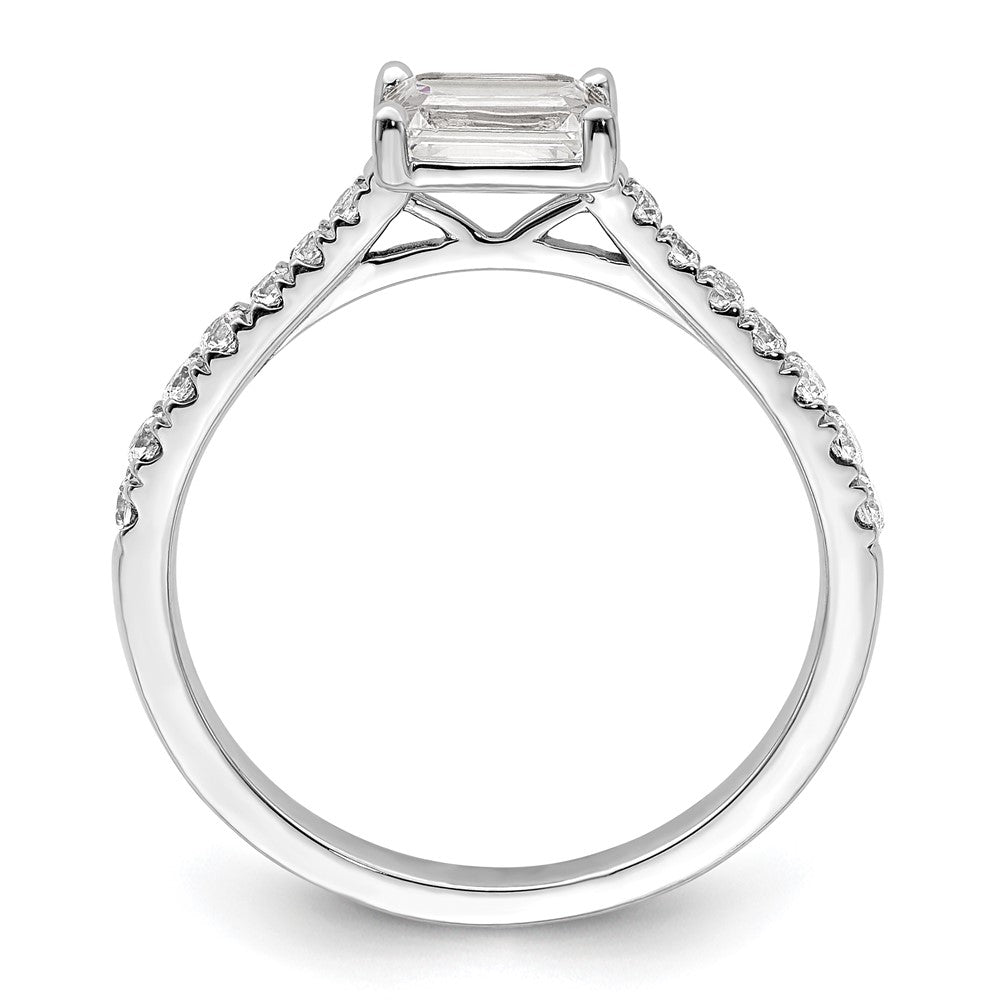 14k White Gold East West (Holds 3/4 carat (6.1x4.5mm) Emerald-cut Center) 1/4 carat Diamond Semi-Mount Engagement Ring