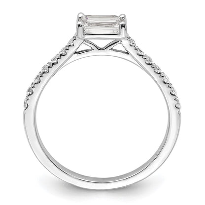 14k White Gold East West (Holds 3/4 carat (6.1x4.5mm) Emerald-cut Center) 1/4 carat Diamond Semi-Mount Engagement Ring
