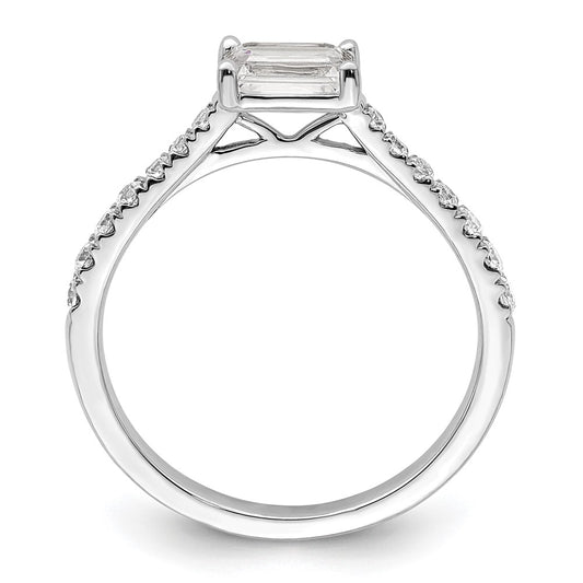 14k White Gold East West (Holds 3/4 carat (6.1x4.5mm) Emerald-cut Center) 1/4 carat Diamond Semi-Mount Engagement Ring