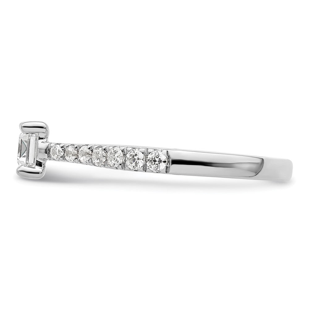 14k White Gold East West (Holds 3/4 carat (6.1x4.5mm) Emerald-cut Center) 1/4 carat Diamond Semi-Mount Engagement Ring